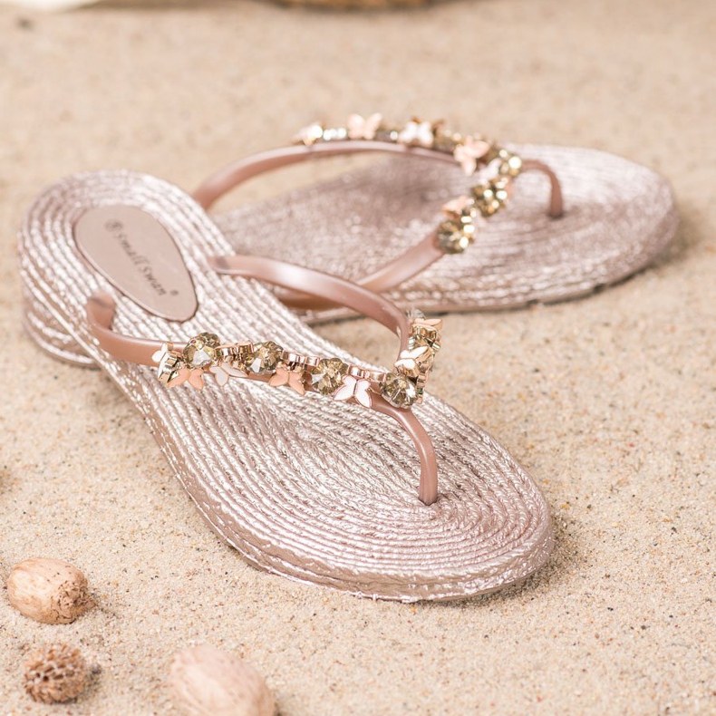 SHELOVET Gummi flip-flops med prydnader rosa 1