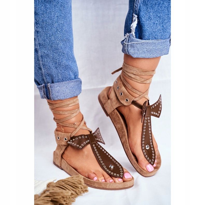 Lu Boo Brun bundna sandaler för kvinnor japanska Mara 2