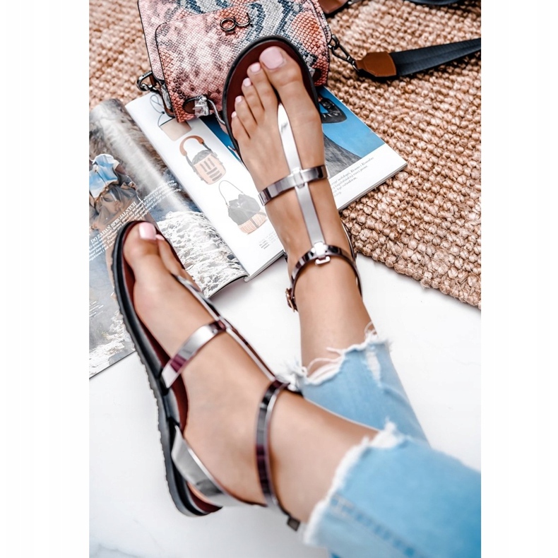 Lu Boo Black Mirror Sandals Roman Japanese Lento svart 2