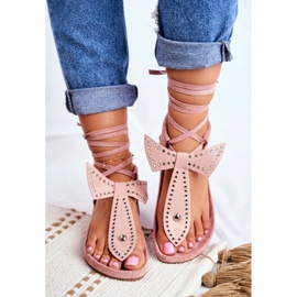 Lu Boo Sandaler för kvinnor med knytning Japanskt pulverrosa Mara 1