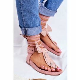 Lu Boo Sandaler för kvinnor med knytning Japanskt pulverrosa Mara 2