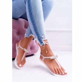 LU BOO Sandaler för kvinnor Sandaler Flip-flops Meliski med paljetter White Lomba vit 1