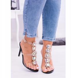 Lu Boo Black Sandals On A High Heel Rhinestones Serenade mångfärgad 2