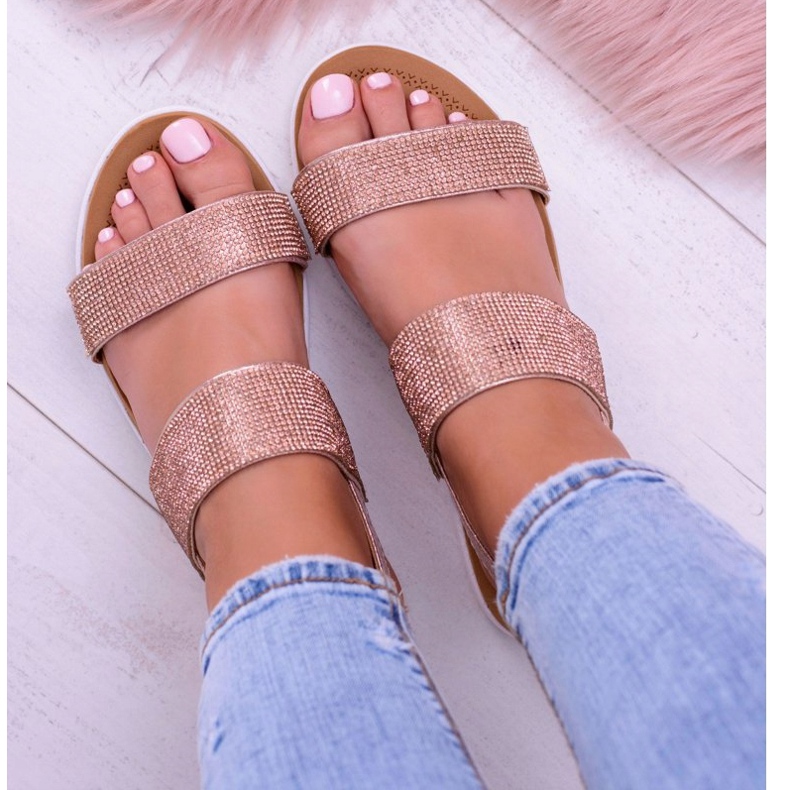 Lu Boo Champagnesandaler för kvinnor med perfekt kubisk zirkoniumoxid rosa 2