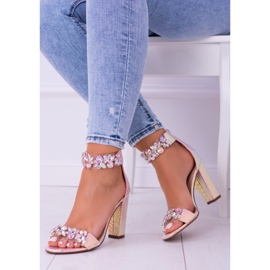 Lu Boo Opalescent Champagne Sandaler Lambada Rhinestones rosa gul 1