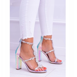 Lu Boo bensinvioletta sandaler med Taylor Rhinestones mångfärgad 2