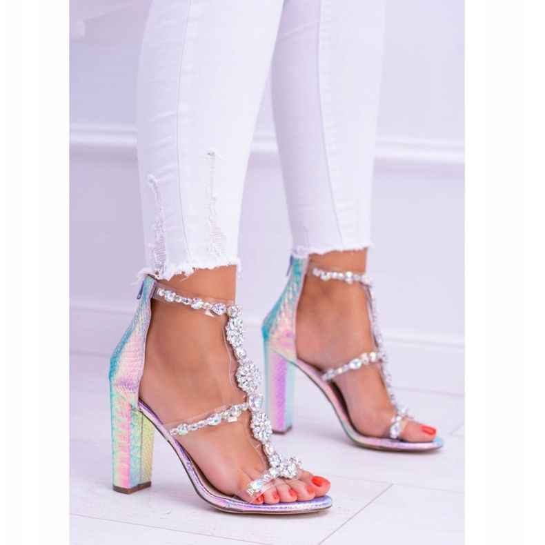 Lu Boo bensinvioletta sandaler med Taylor Rhinestones mångfärgad 2