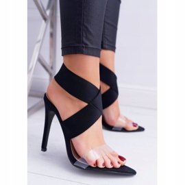 L.DAY Kvinnors sandaler på högklackat brett rem svarta lampor 1