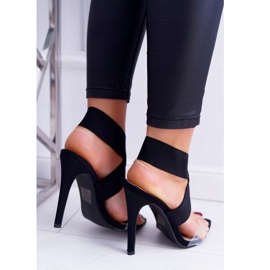 L.DAY Kvinnors sandaler på högklackat brett rem svarta lampor 2