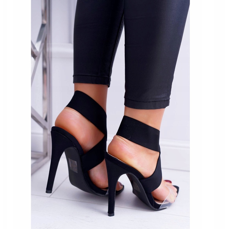 L.DAY Kvinnors sandaler på högklackat brett rem svarta lampor 2