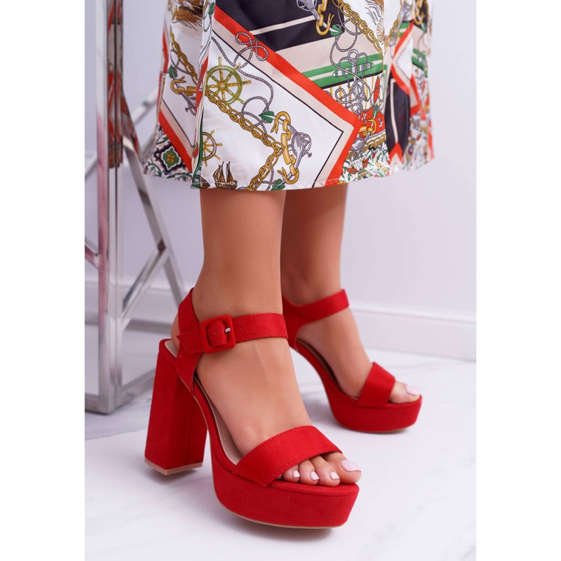 NFR Kvinnors sandaler på hög klack och platta röda LaMondes 1