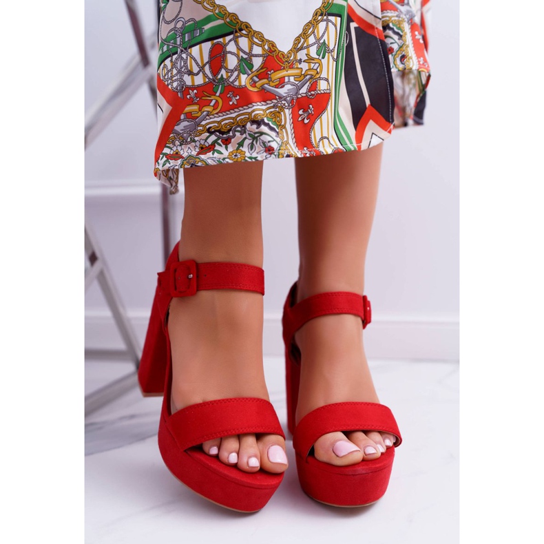 NFR Kvinnors sandaler på hög klack och platta röda LaMondes 2