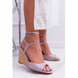 Sandaler på kil Laura Messi 1944 Leather Light Violet Lenormo purpur 2