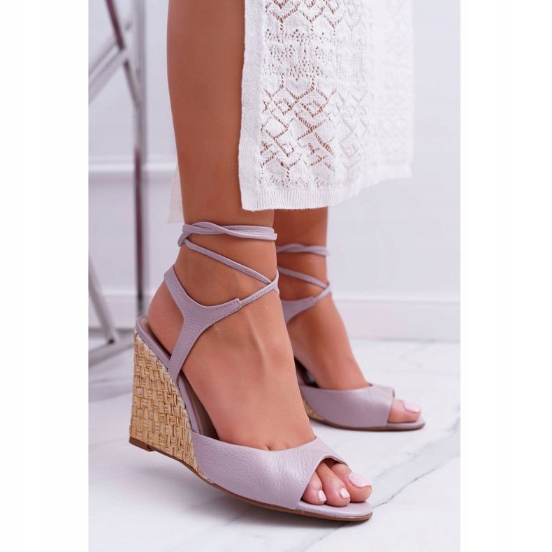 Sandaler på kil Laura Messi 1944 Leather Light Violet Lenormo violett 2
