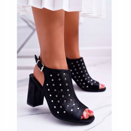 Vinceza Kvinnors sandaler på en klack Openwork med strass Black Hendrix svart 2