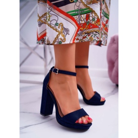 ADY Marinblå sandaler för kvinnor på en klack Debora -plattform 2