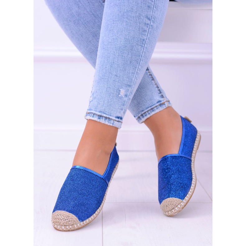Lu Boo Cornflower Espadrilles Slip On Brocade Miravet för kvinnor blå 1