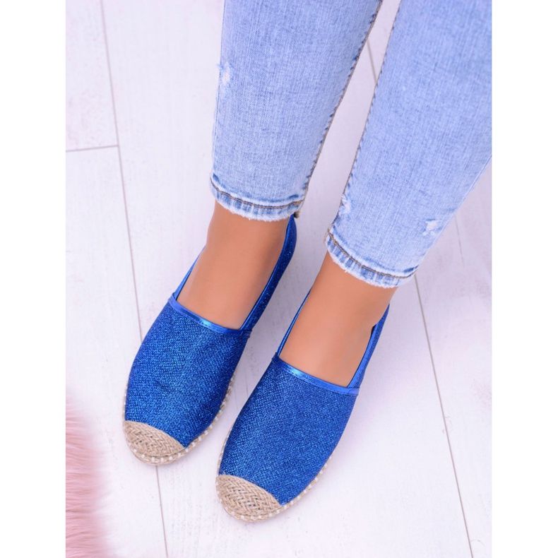Lu Boo Cornflower Espadrilles Slip On Brocade Miravet för kvinnor blå 2