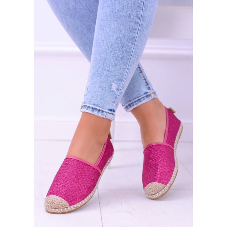 Lu Boo Espadrilles Slip On Fuchsia Brocade Miravet för kvinnor rosa 1