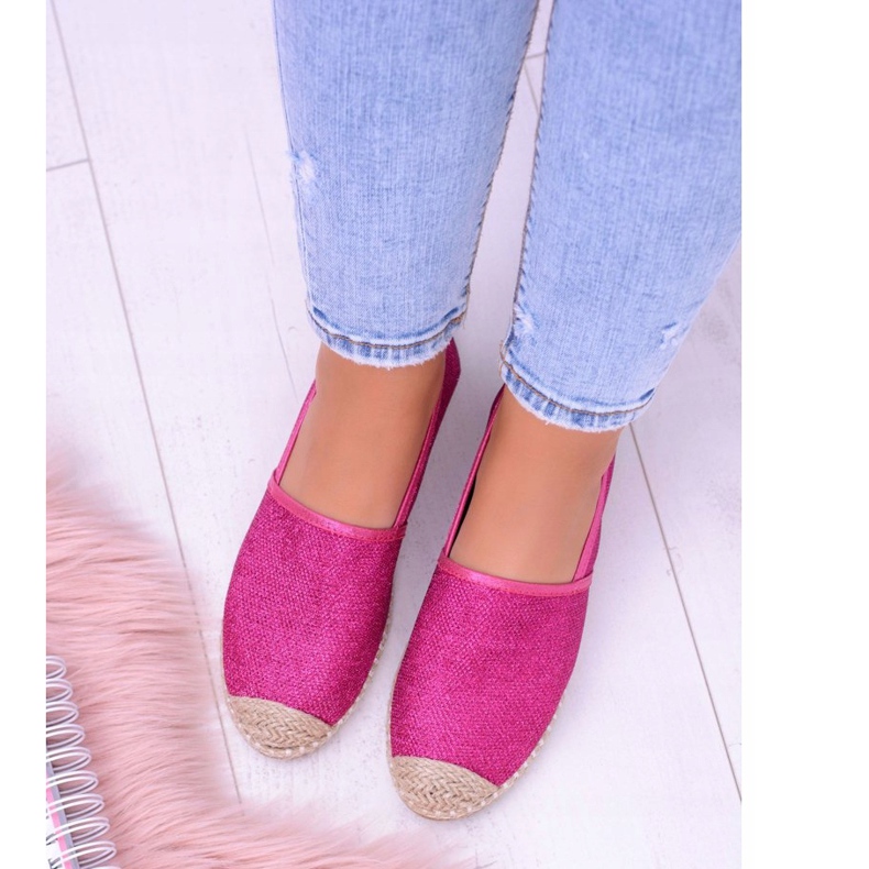 Lu Boo Espadrilles Slip On Fuchsia Brocade Miravet för kvinnor rosa 2