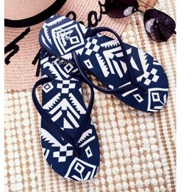 Lu Boo Dam Marinblå Aztec Flip Flops Havanna 1