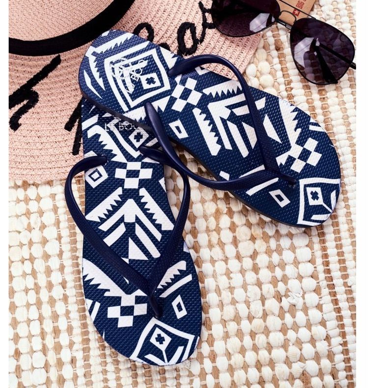 Lu Boo Dam Marinblå Aztec Flip Flops Havanna 1