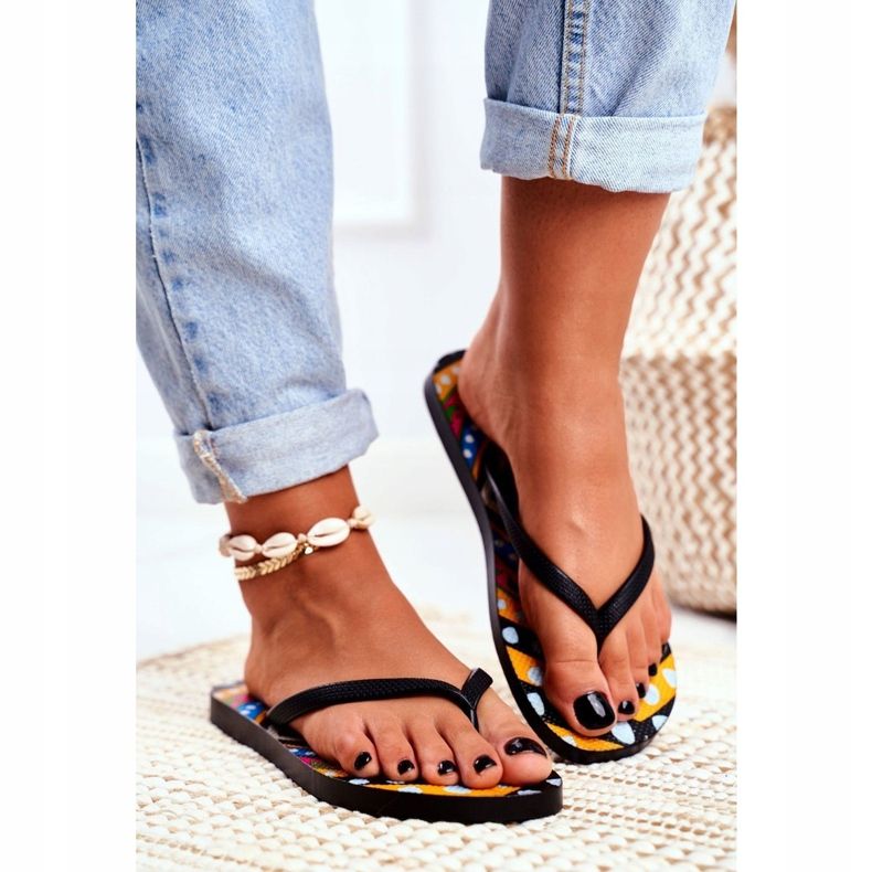 Lu Boo | Pin-up Black Aztec Havanna flip-flops mångfärgad 1