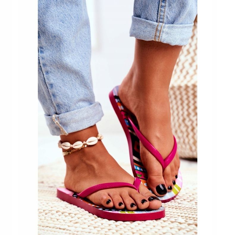 Lu Boo | Szałowe Pink Aztec Havanna flip -flops rosa 1