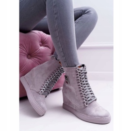 Dam Sneakers Lu Boo med kedjor mocka grå Monica 2