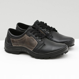 Joker Favello klassiska lädersvarta skor för män 1