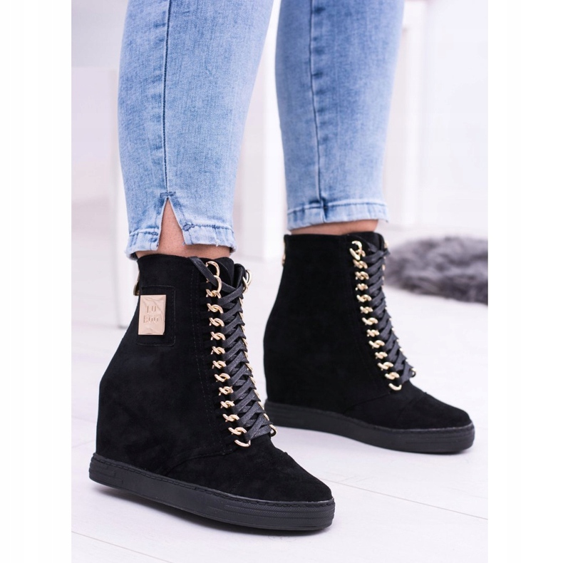 Dam Sneakers Lu Boo med kedjor mocka svart Monica 2