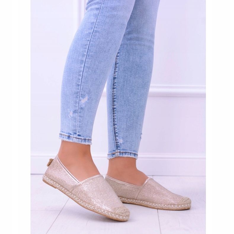 Lu Boo Golden Glitter Espadrilles Slip On Miravet för kvinnor gyllene 2