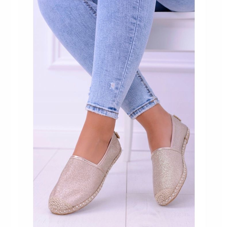 Lu Boo Golden Glitter Espadrilles Slip On Miravet för kvinnor gyllene 1