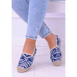 Lu Boo | Aztec Bimbi Blue Linen Espadrilles för kvinnor blå 1