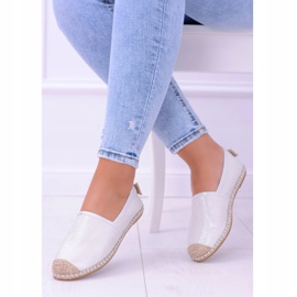 Lu Boo White Espadrilles Slip On Brocade Miravet för kvinnor vit 1
