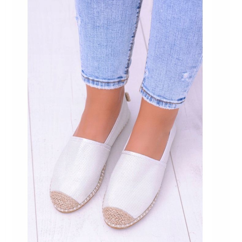 Lu Boo White Espadrilles Slip On Brocade Miravet för kvinnor vit 2