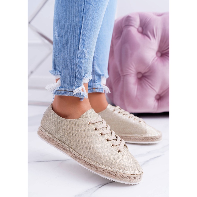 Lu Boo | Golden Glitter Fairy Linen Espadrilles gyllene 2