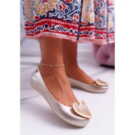 HV Guld Kvinnors Ballerinor Meliski Hearts Diamond gyllene 1