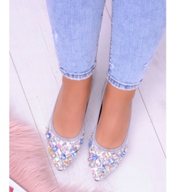 Lu Boo Silver Ballerinas på elastiska stenar till och med grå 2