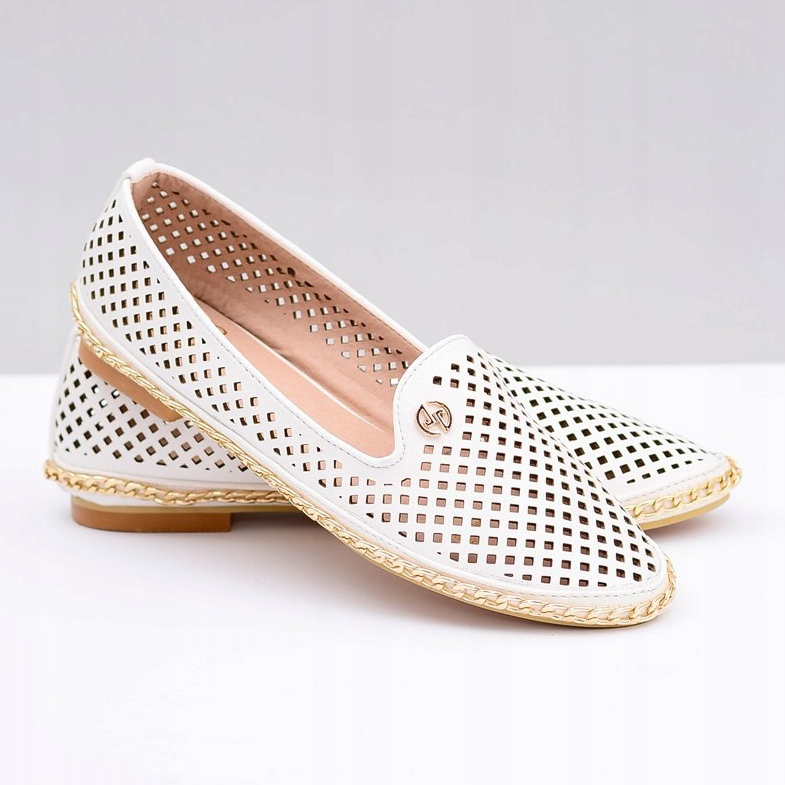 Lu Boo | White Lordsy Snygga Openwork Ballerinas vit 2