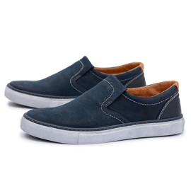 Neex | Polska Slip-On Leather Jazzy skor för män marinblå 1