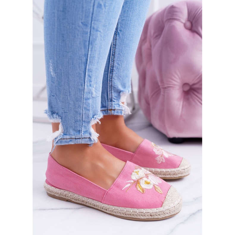 Tyg Rosa Espadriller för kvinnor Slip On Flowers Wild 1