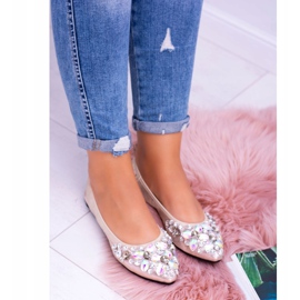 Lu Boo Golden Ballerinas på elastiska stenar till och med gyllene 2