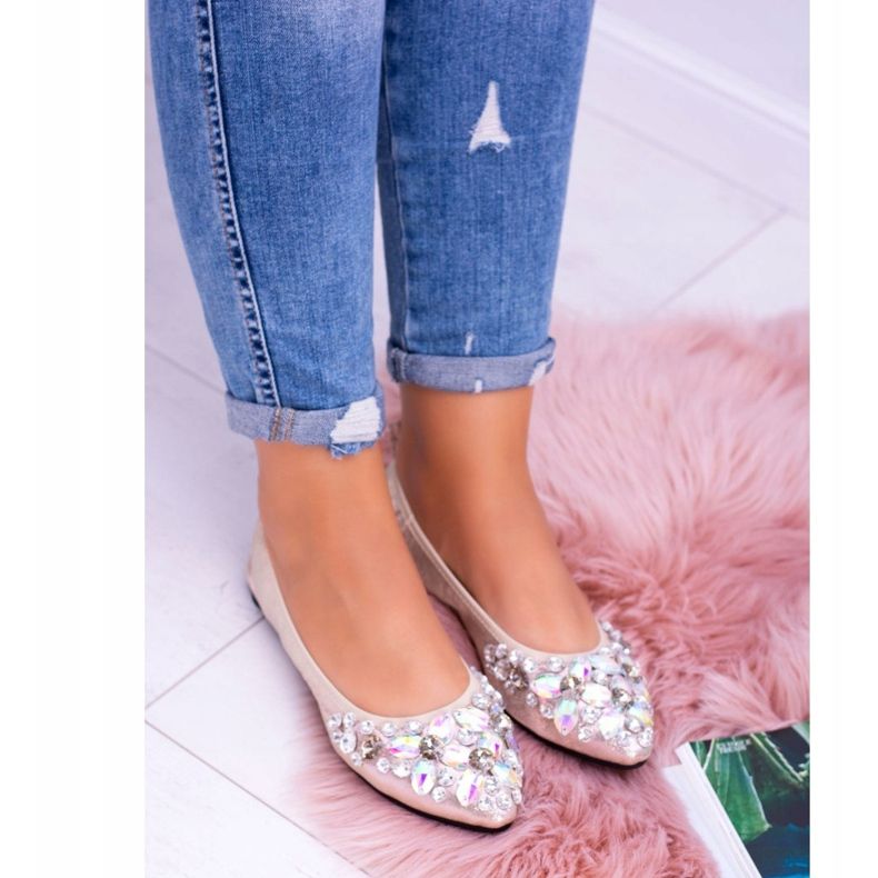 Lu Boo Golden Ballerinas på elastiska stenar till och med gyllene 2