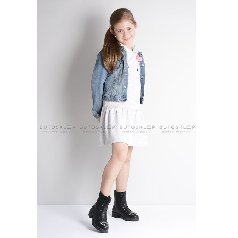 Lu Boo Svarta barnstövlar med Cubic Zirconia Pu LittleCarrie 1