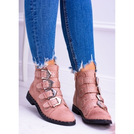 Lu Boo Rosa stövlar Virginia Rock Star Nitar Buckles Mocka 2