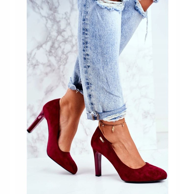 Burgundy mockapumpar för kvinnor på en bar Sergio Leone Campbell röd 2