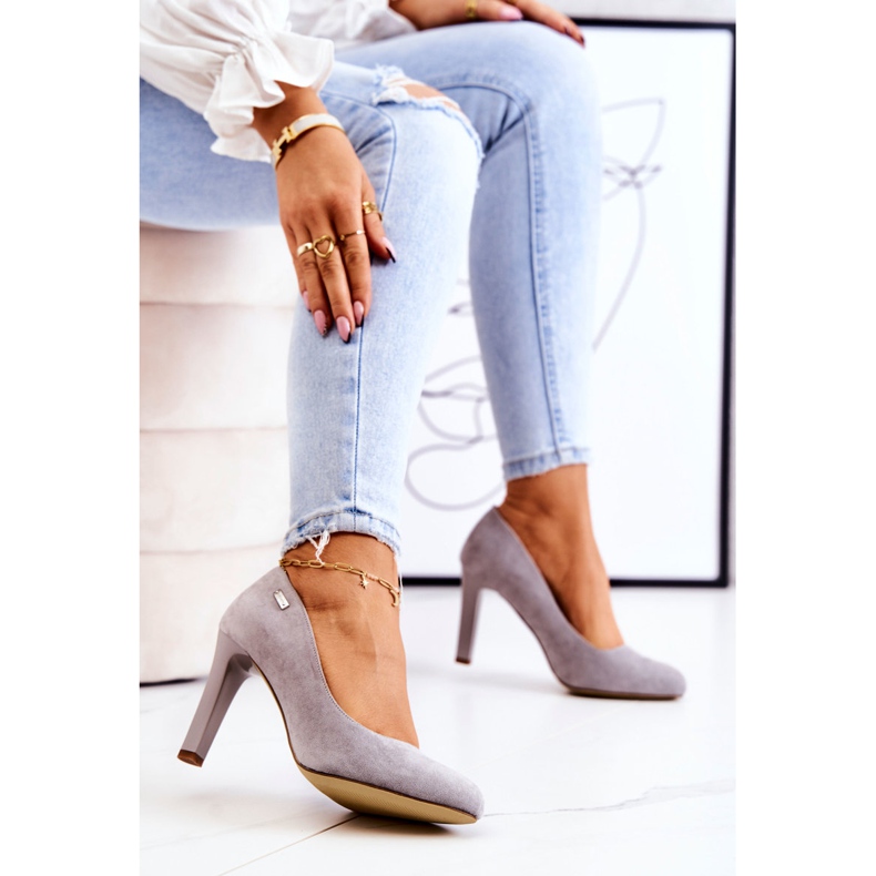 Grå mockapumpar för kvinnor på en bar Sergio Leone Campbell 1