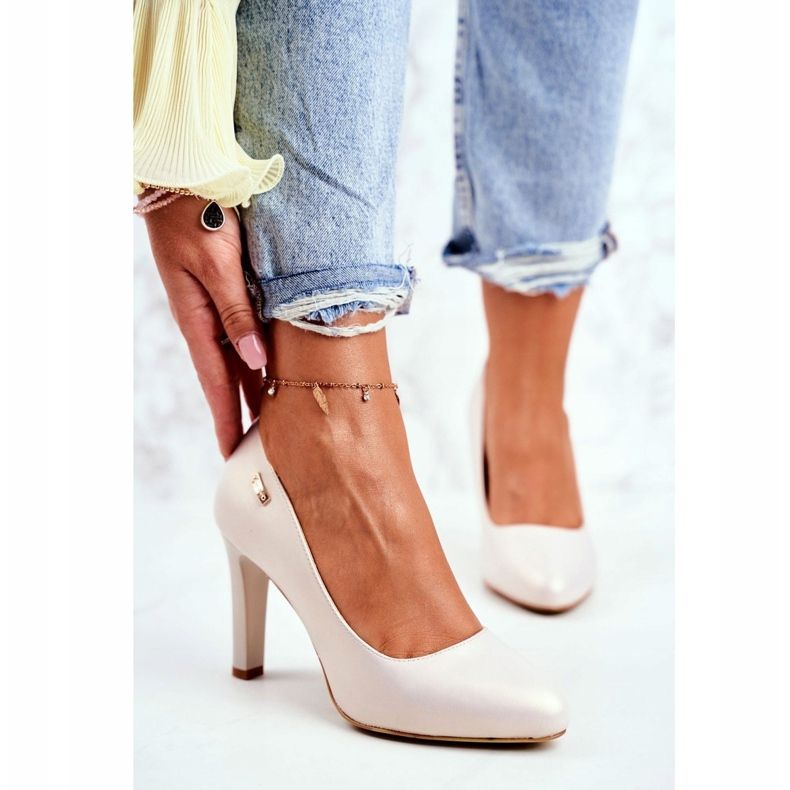 Pumps för kvinnor Pearl Beige på en pelare Sergio Leone Campbell 1