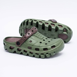 Flameshoes Gröna herrträdgårdsljus tofflor Kroks Eva brun 1